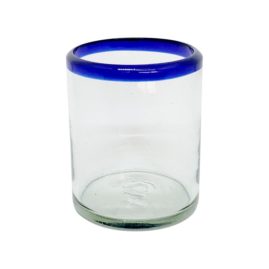 Borde Azul Cobalto / Juego de 6 vasos chicos con borde azul cobalto / Éste festivo juego de vasos es ideal para tomar leche con galletas o beber limonada en un día caluroso.